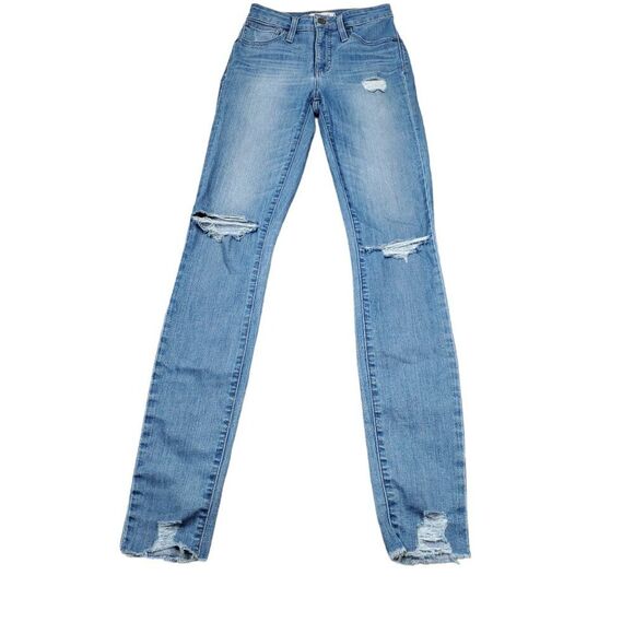 READ Madewell Taller Curvy High Rise Skinny Jeans Size 24TL Distressed Ripped - Picture 1 of 16